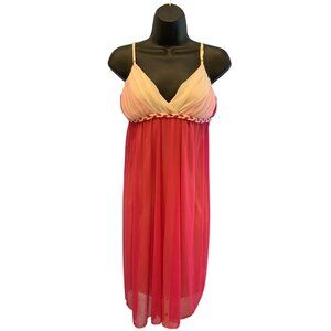 Retro Doll dress  Baby Doll  style large large pink white sheer but lined